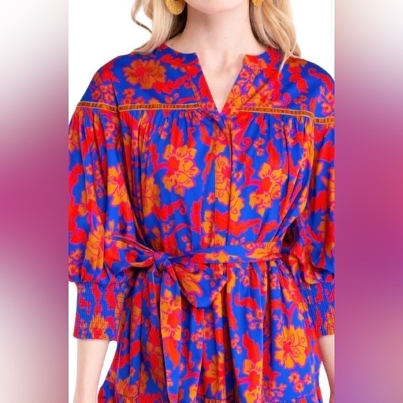 NWT Alden Adair Charlotte Dress in Color- Cobalt Tea Garden- Size Small - Picture 5 of 14